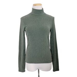 Vintage Ralph Ralph Lauren Metallic Mock Neck Shimmer Top Y2k 90s Long Sleeve